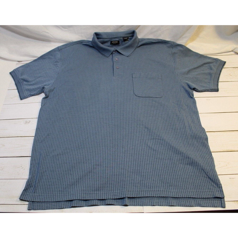 IZOD Golf Men's XL Blue Polo Shirt Short Sleeve Chest Pocket Outdoors Sports